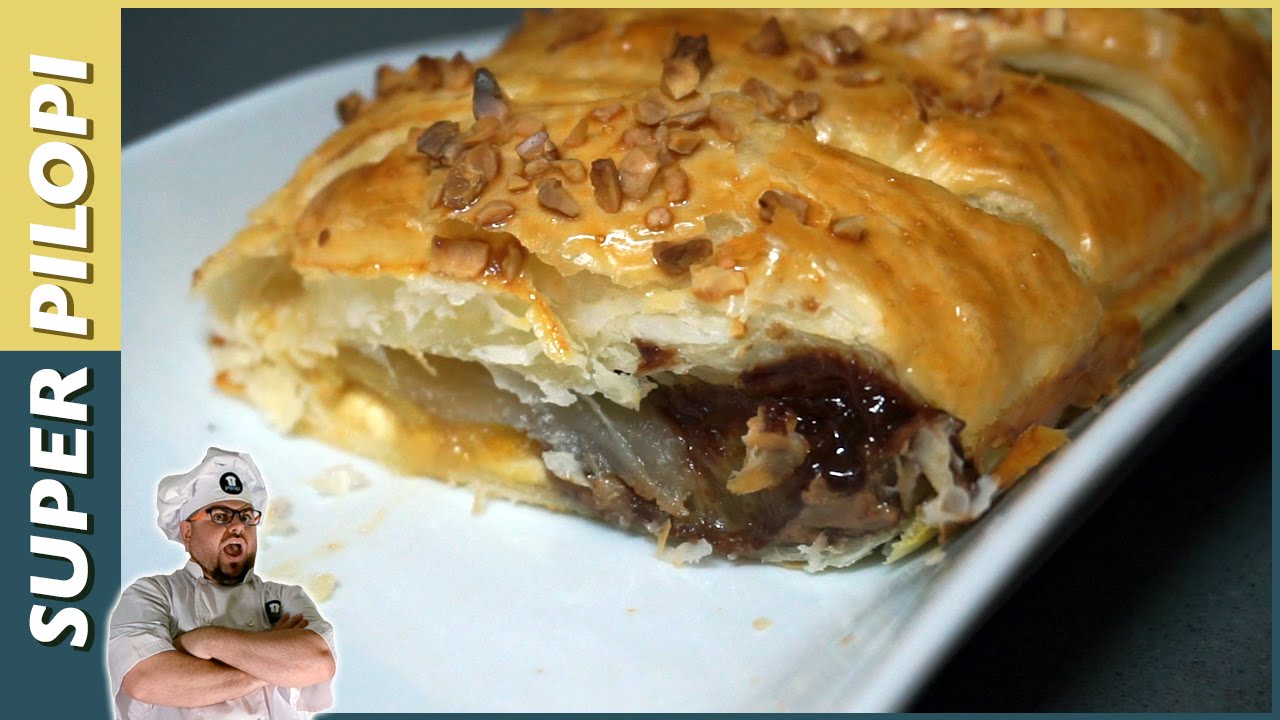 Trenza de hojaldre con dos chocolates y plátano - Receta