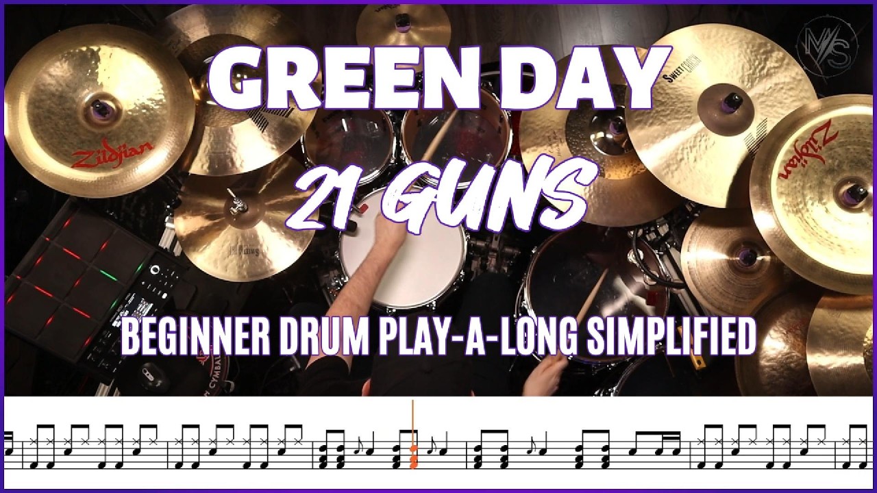 Green Day - 21 Guns - Beginner Drum Play-A-Long Simplified