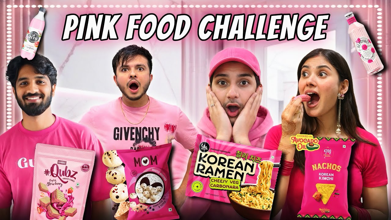 PINK FOOD CHALLENGE 💗🍜🍡🍓 | ft. @tanshivlogs 