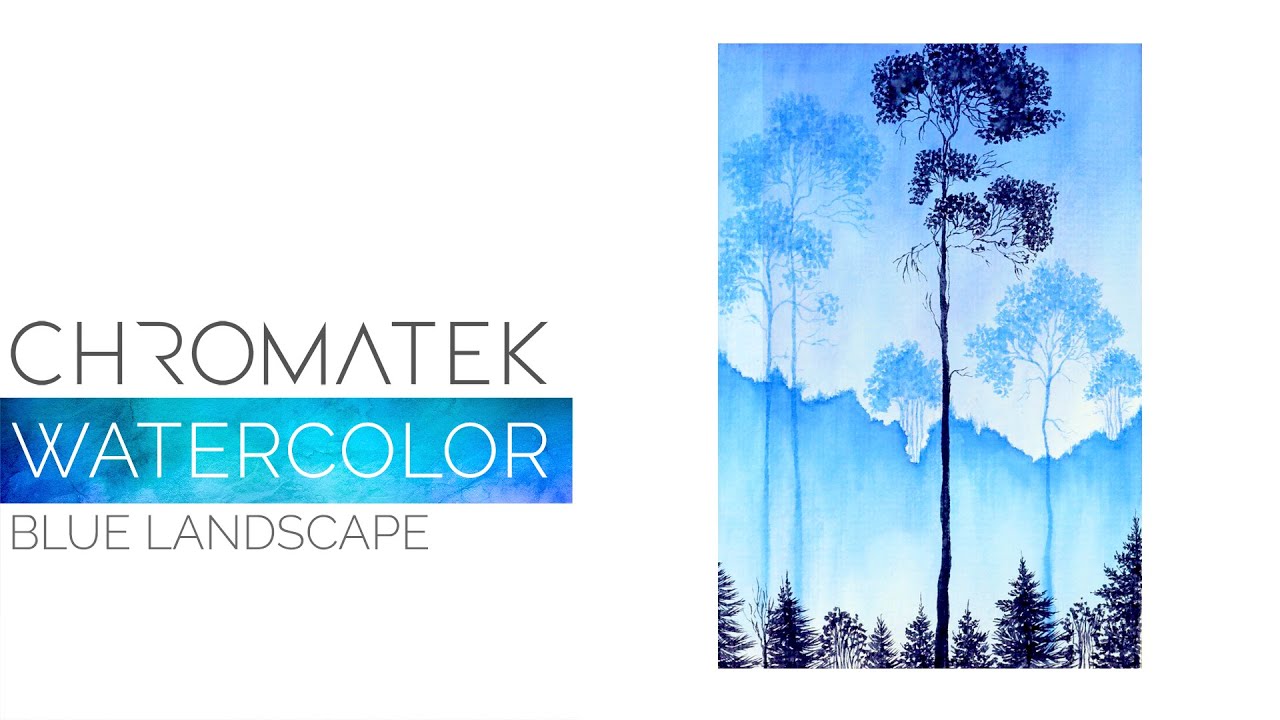 Simple Watecolor Landscape with Brush Pens by Chromatek
