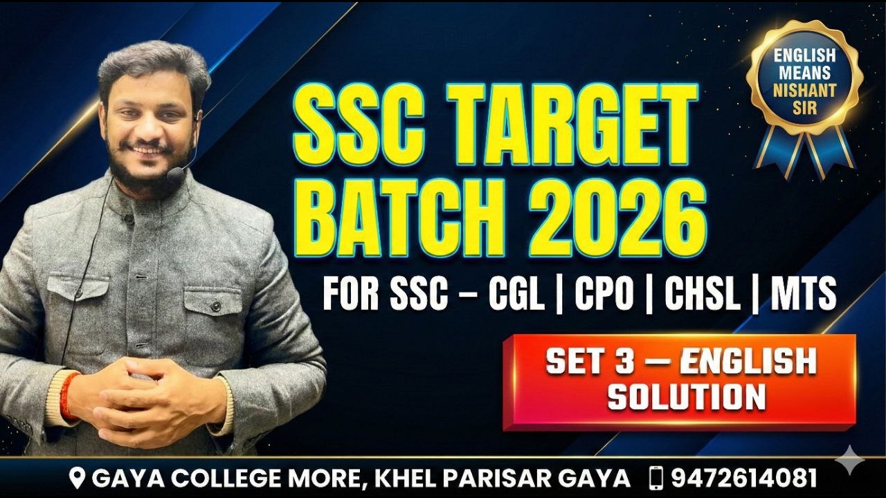SSC TARGET BATCH 2026 🔥 | Set-3 English Solution | English Means Nishant Sir #nishantsirgaya