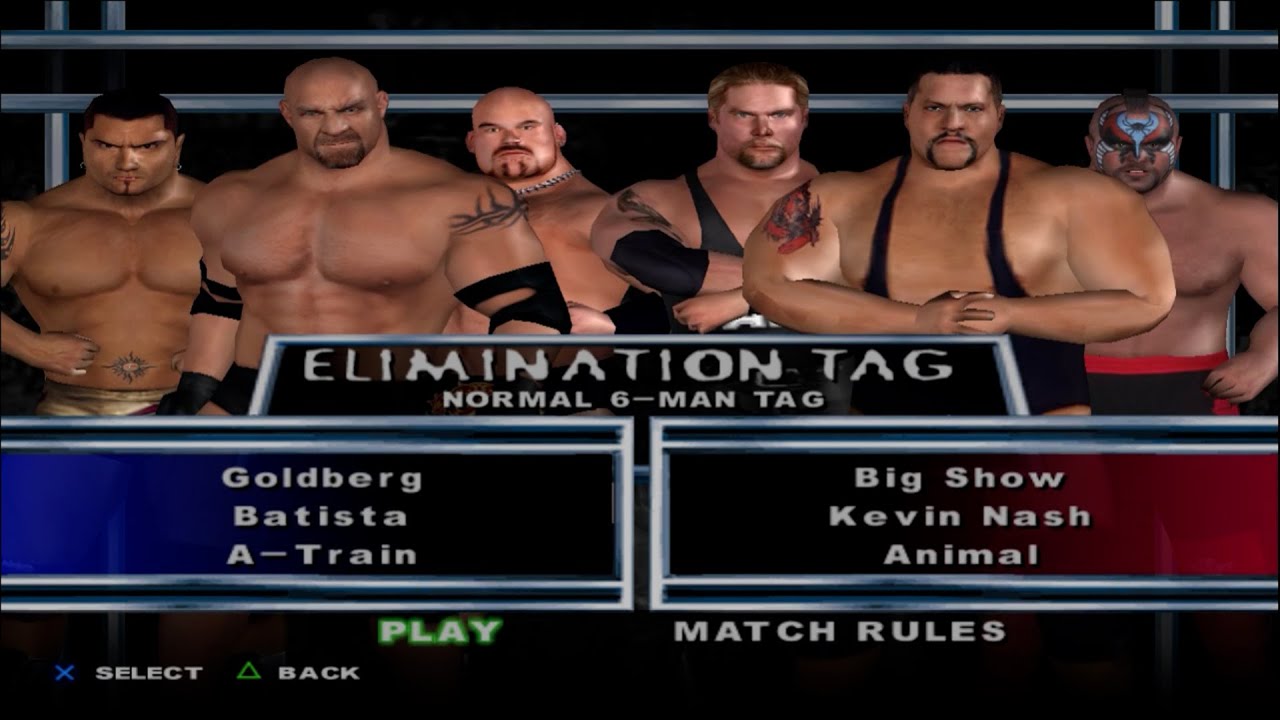 WWE SmackDown! HCTP - Goldberg,Batista,A-Train VS BigShow,KevinNash,Animal (ELIMINATION TAG)