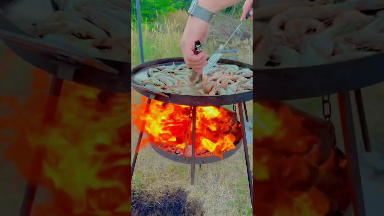 Морепродукты на Садже #барбекю #food #садж #готовимвместе #cooking #лето #креветки