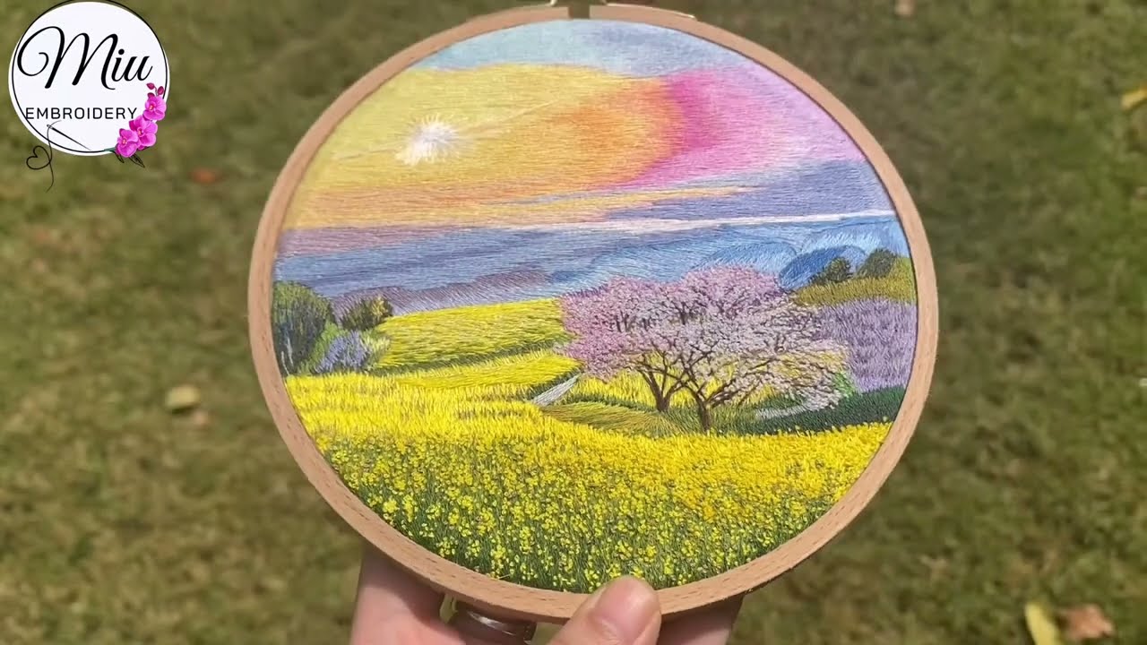Thread Painting Landscape Embroidery Timelapse&mdash; Spring Time
