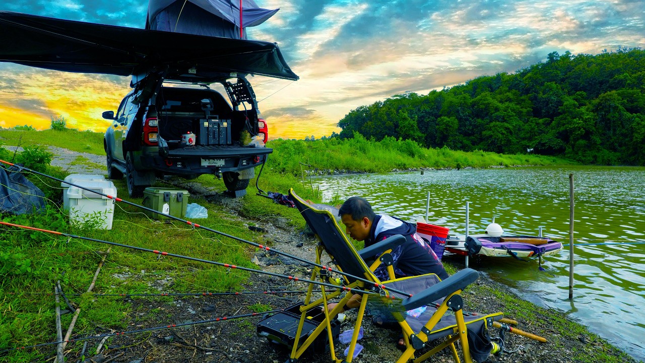 ตั้งแค้มป์ตกปลา ต้องย้ายหนีแต่กลับมาเจอฝูงปลาลุมกิน PNU FISHING