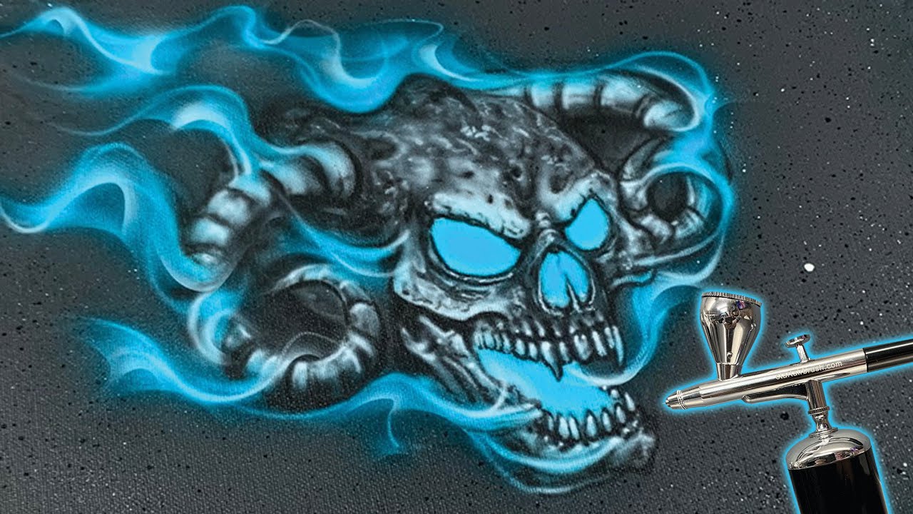 Airbrushing a Demon Skull using a battery powered Airbrush