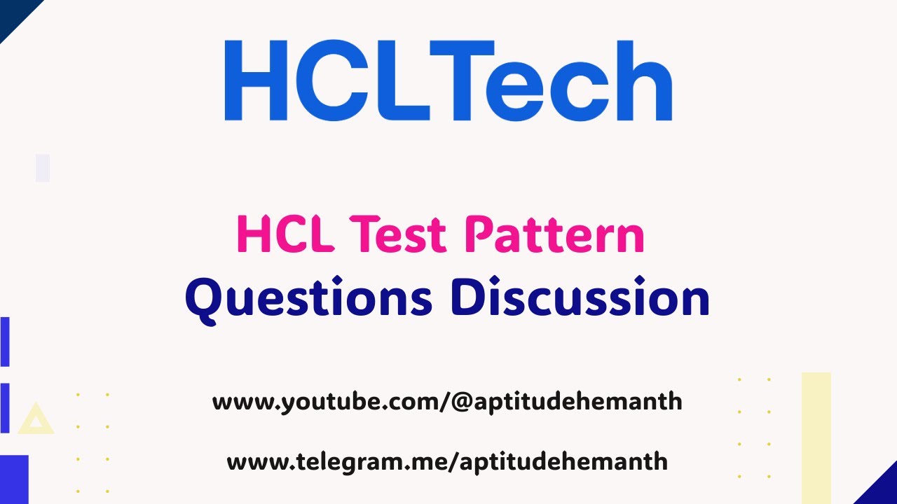 HCL - 2026 Batch - Test Pattern & Questions Discussion Session 1