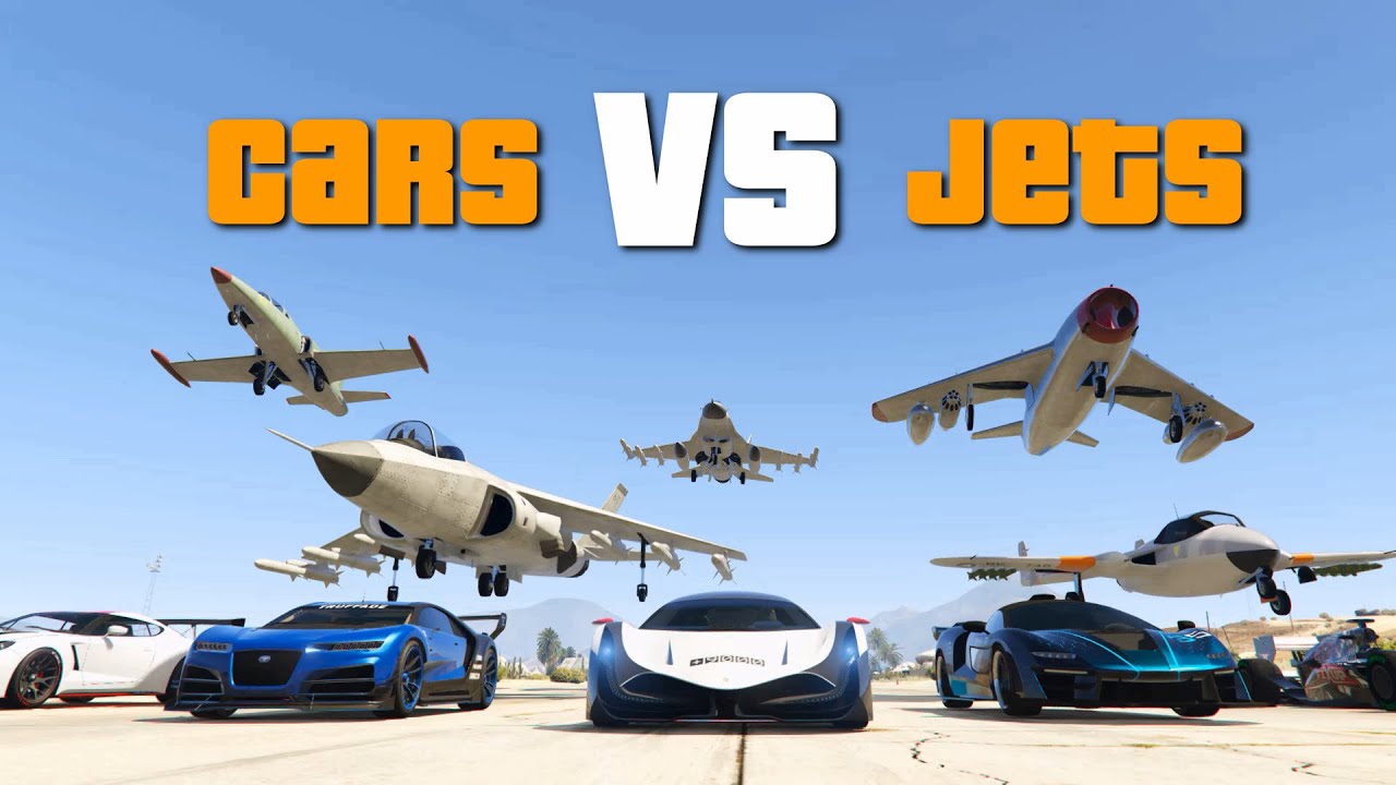 GTA V Supercars vs Fighter jets | Can you drive faster than jets