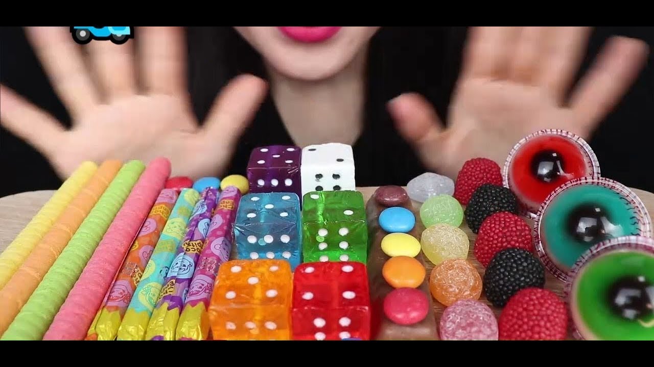 ASMR Most Popular Candys / some lots of colorful rainbow lollipop candy / unpacking chocolate eat
