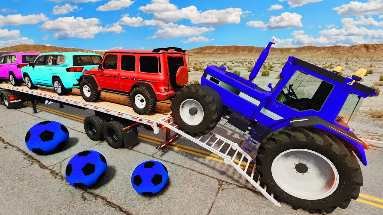 Flatbed Truck Mcqueen | Transportation with Truck - Pothole vs Car #11 - BeamNG.Drive