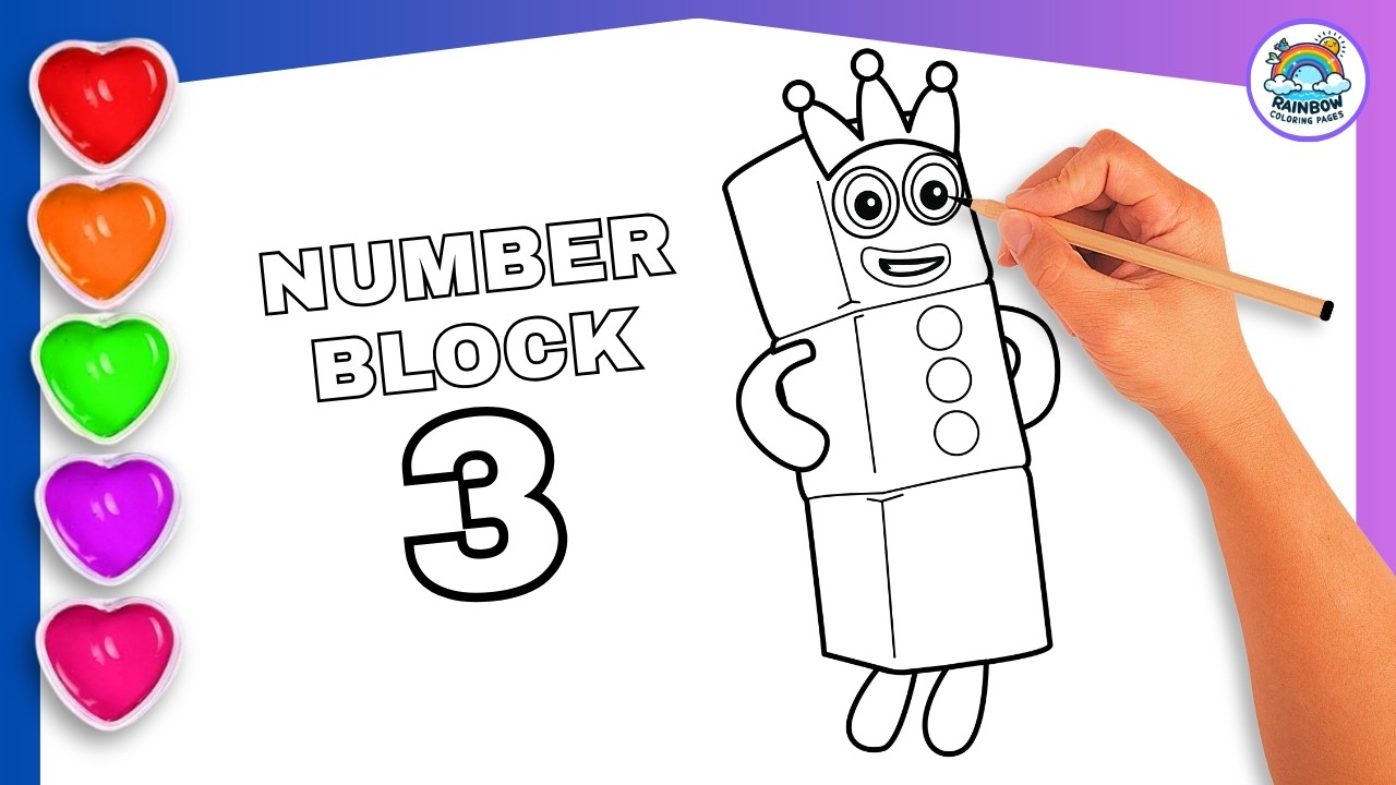 How to Draw Numberblock 3 Coloring🌈 for Kids and Toddlers Today!