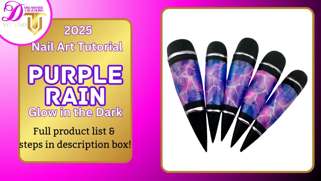 Purple Rain. Glow in the Dark lightning Nsil Art Tutorial