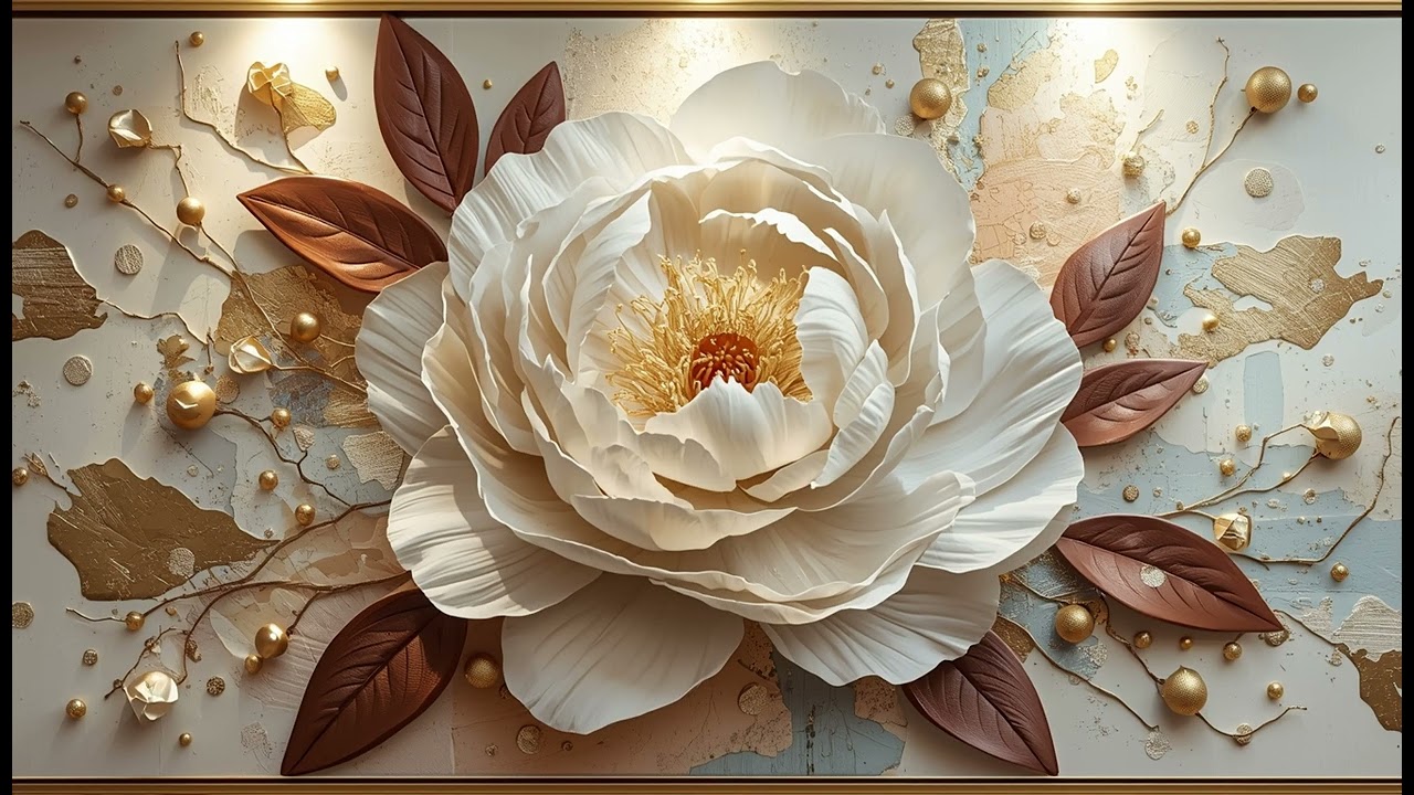 THE ART CORNER | Golden White Flower Elegance, Cinematic Stranger Alex Hager| Relaxing TV Background