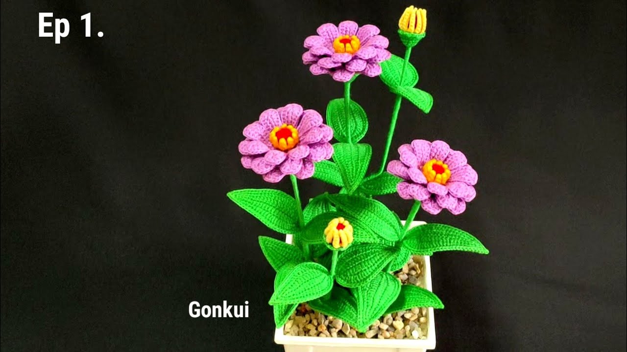 Crochet flower | Crochet Purple Zinnia flower ❤️ Tutorials step by step Ep1.Petals A #crochetflower