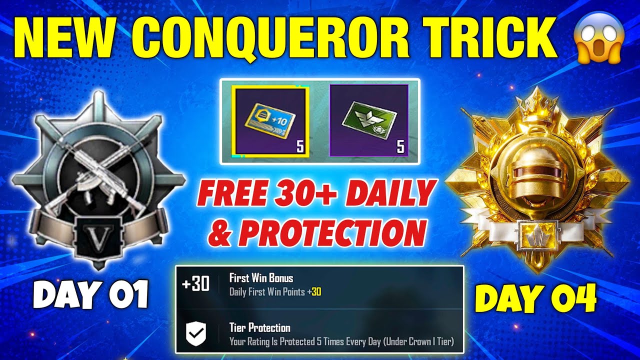 NEW Conqueror Trick 😱 Reach Conqueror in 4 Days | FREE +30 Points & Tier Protection | BGMI 4.5