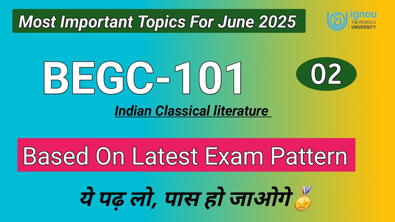 IGNOU BEGC-101 Important Questions  June 2026  Exam | begc101 Indian Classical Literature | #begc101