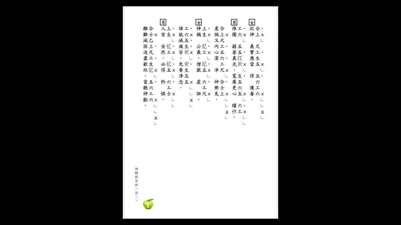 曲43 神賜我安然 福音粤韻 工尺譜 + 音樂 詩篇：4