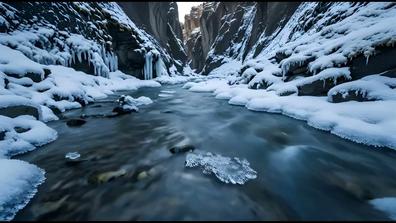 1Hour Relaxed Nature Video#20 | Glacial River Flowing Canyon | 4K Deep Inhale Energy from Universe