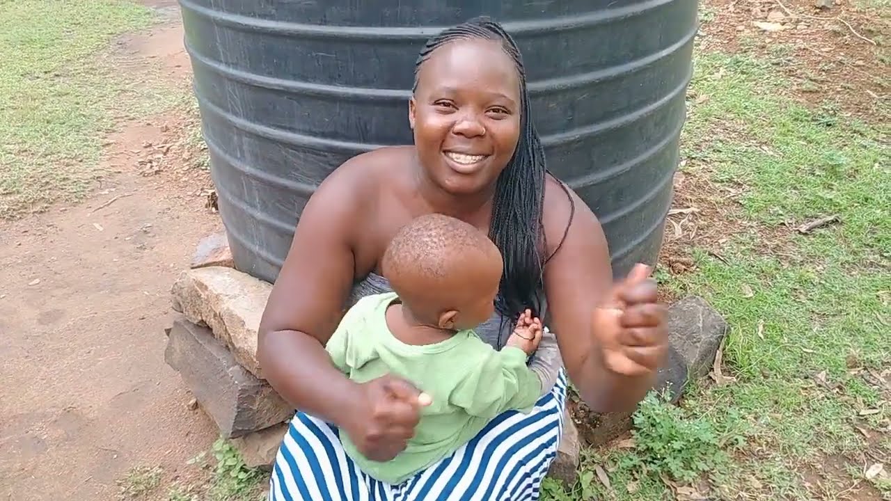 GYM -NASTIC BABY 🍼 feeding calmly for once!African Village Mom FEEDING baby//