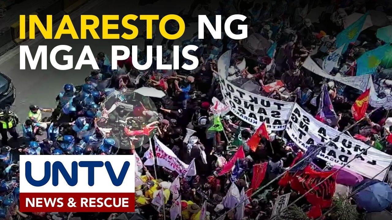 2 protesters, inaresto ng mga pulis dahil sa pambabato