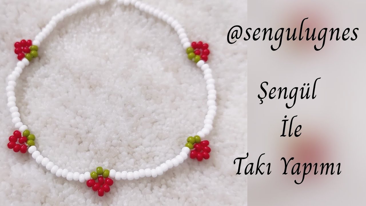 Çilek 🍓 Kolye Bileklik ve Halhal Yapımı  (Strawberry Necklace Bracelet and Anklet Making) #DIY