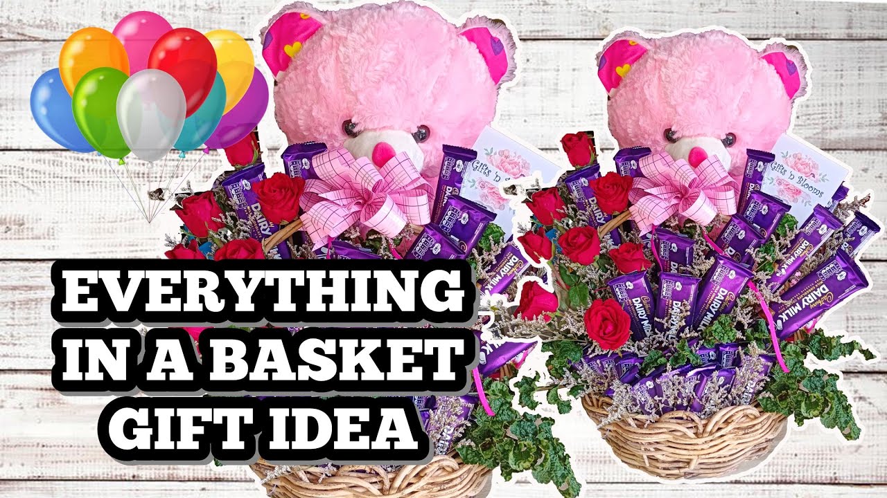 HOW TO MAKE GIFT BASKET WITH CHOCOLATES, FLOWERS AND BEAR | Vanessa Canobas #giftideas