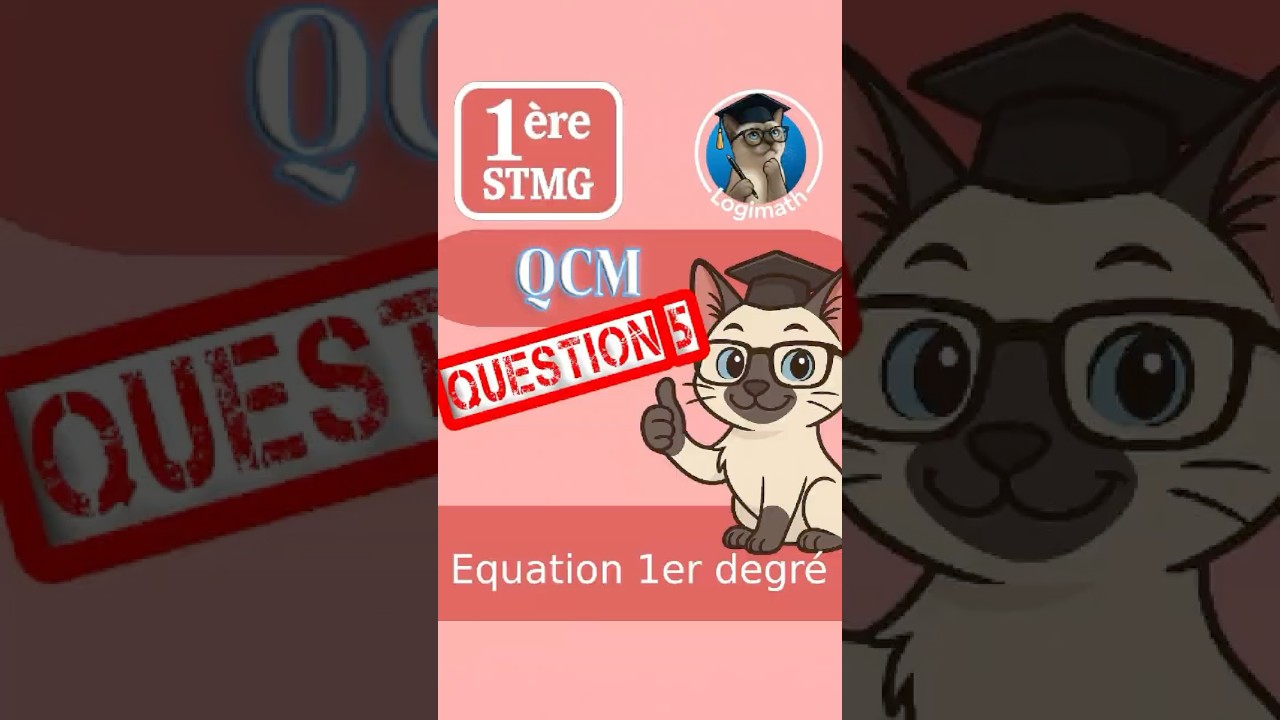 🔥 QCM 1ère STMG — Question 5 Évaluation 1 | Résoudre l’équation : –3x + 4 = –2x + 1 ✏️📘