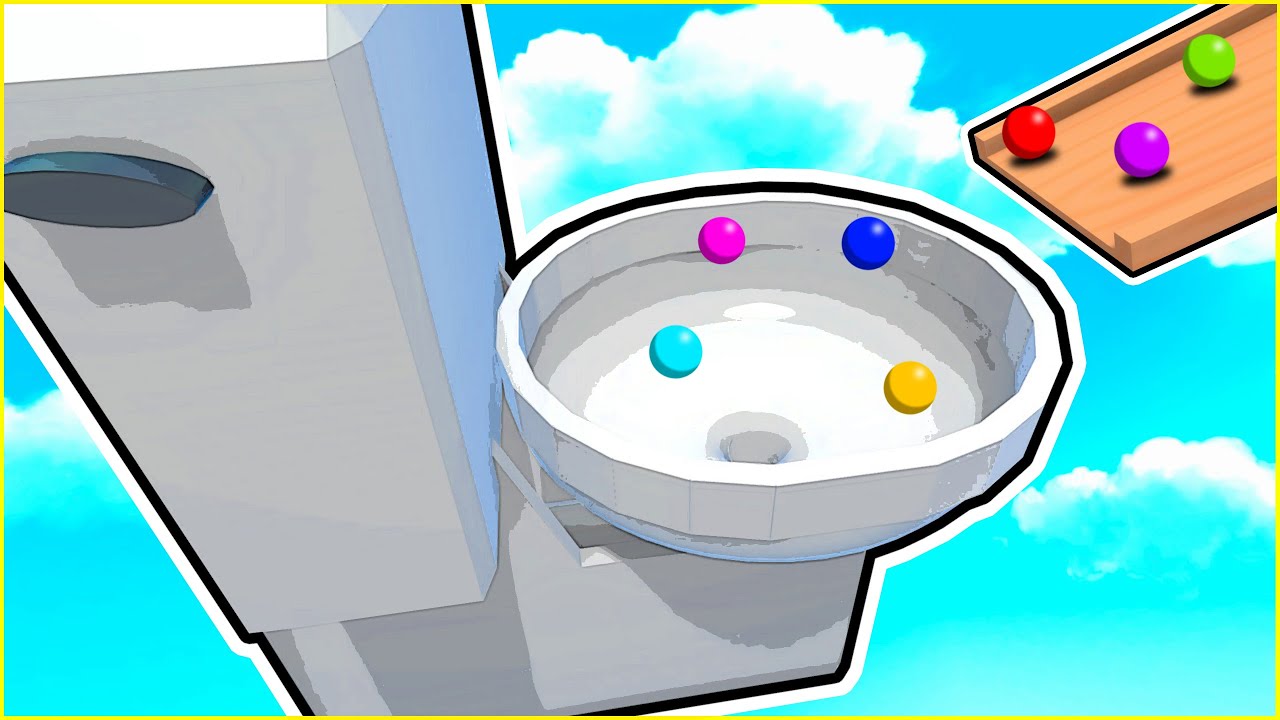 Смыв шариков в унитаз! — Marble World