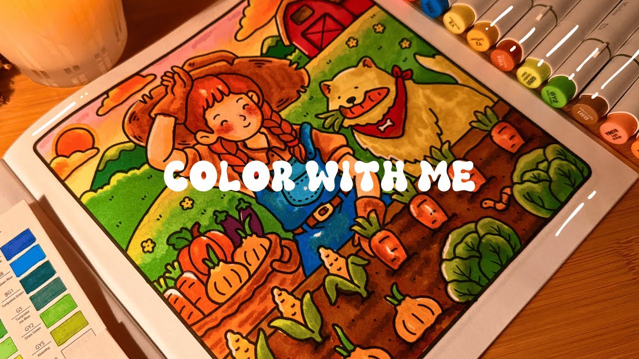Color with Me ASMR 👩🏻&zwj;🌾🍂 Cozy Autumn Farm | Coco Wyo Coloring Book | Ohuhu Markers | Coloring Video