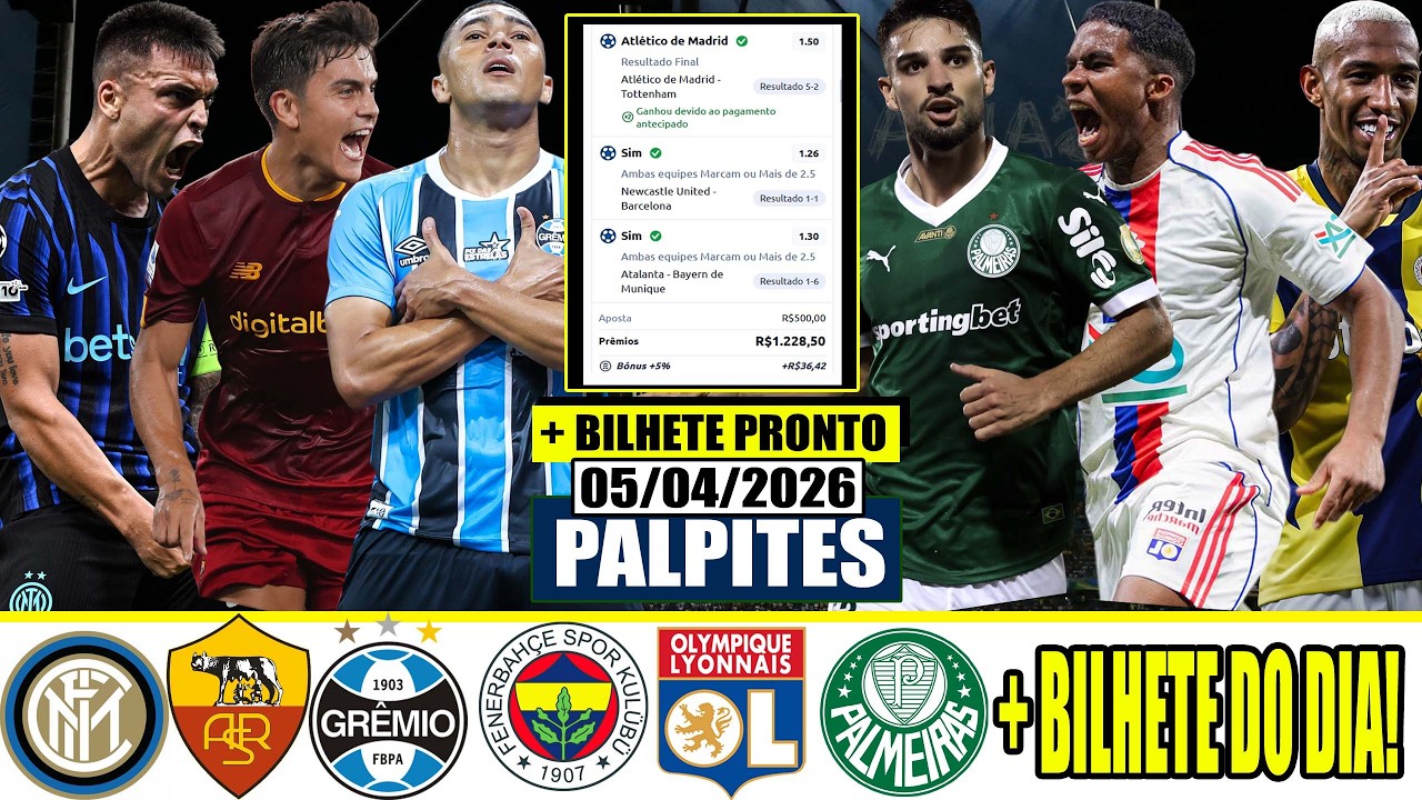 🏆🌎PALPITES FUTEBOL HOJE DOMINGO 05 DE ABRIL FUTEBOL INTERNACIONAL & BRASILEIR&Atilde;O BETANO + TRIPLA🌎🏆