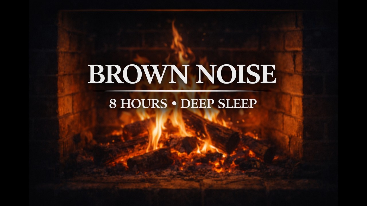 8 Hours of Brown Noise for Deep Sleep l Fireplace crackling l Insomia and Stress Relief