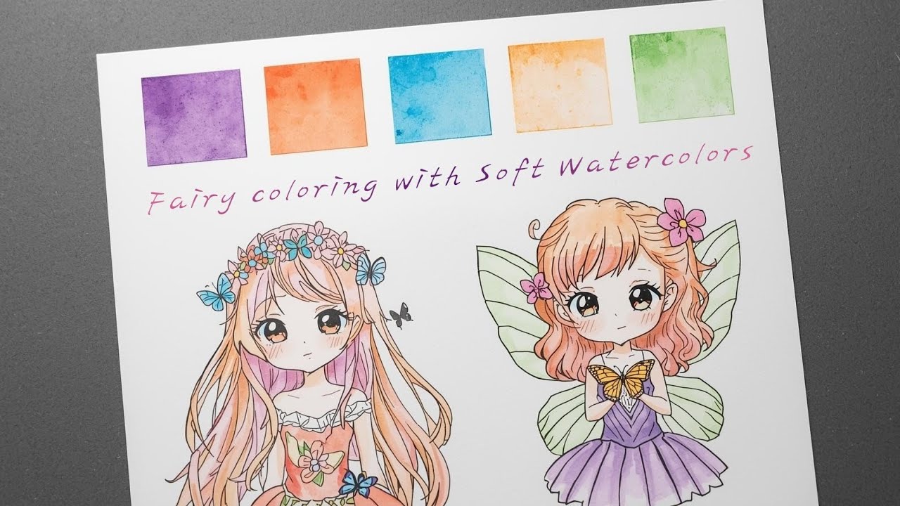 ✨ Fairy Coloring with Soft Watercolors | Cute Art for Kids 🦋🎨