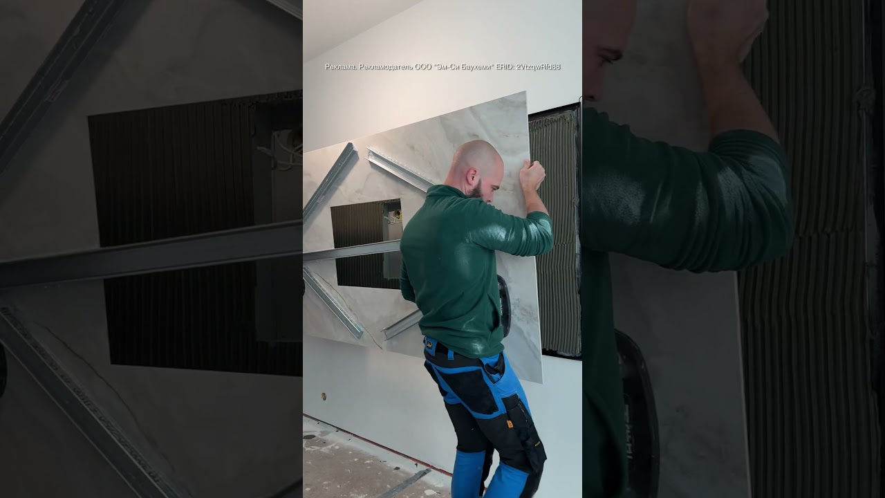 Облицовка тв-зоны широкоформатн ым керамогранитом #tv #building #construction #diy