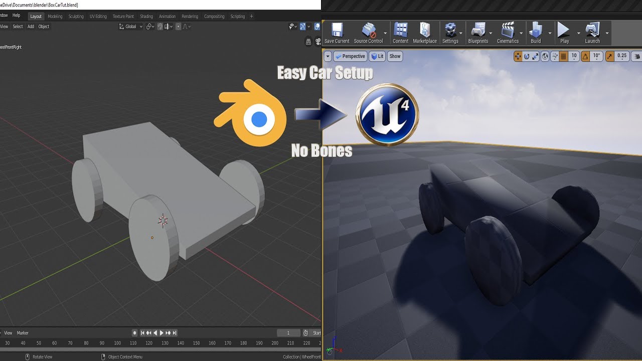 Easy Car Setup Blender 2.8 to Unreal Engine 4!