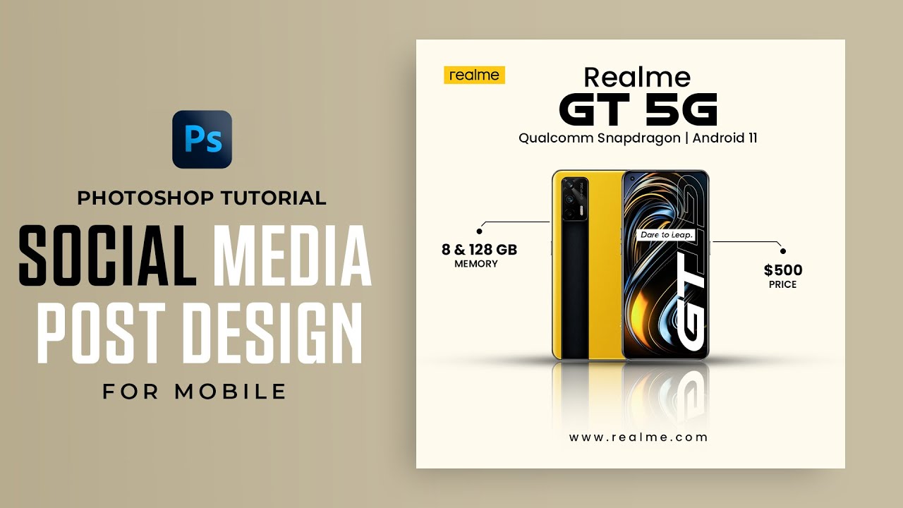 Social Media Poster Design For Mobile Advertising - Photoshop Tutorial