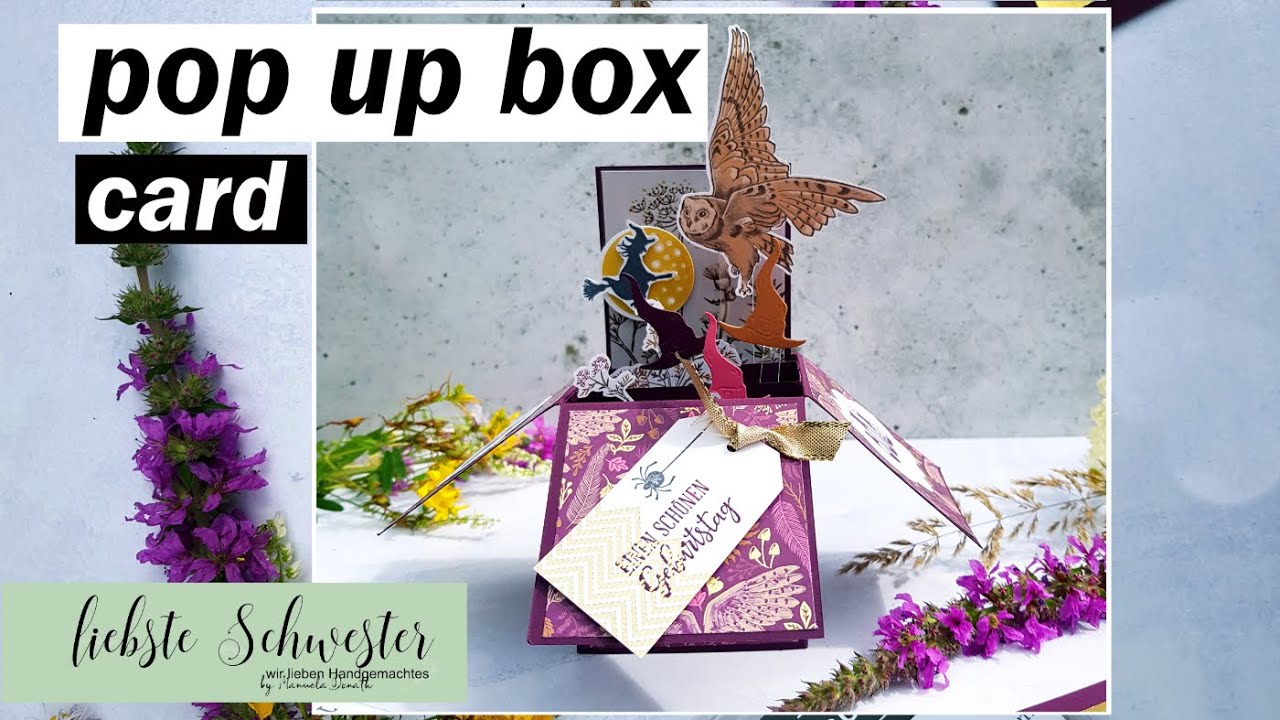 pop up box card - Halloween - magische Geburtstagskarte - liebteschwester-Stampin`UP! - Herbstwunder