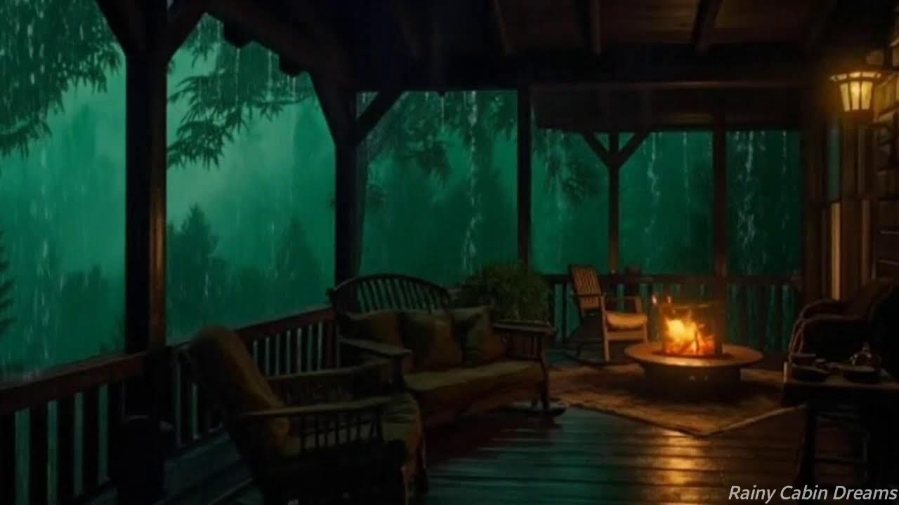 THUNDER and HEAVY Rainfall on a Forest Cabin Balcony - Fall Asleep Fast