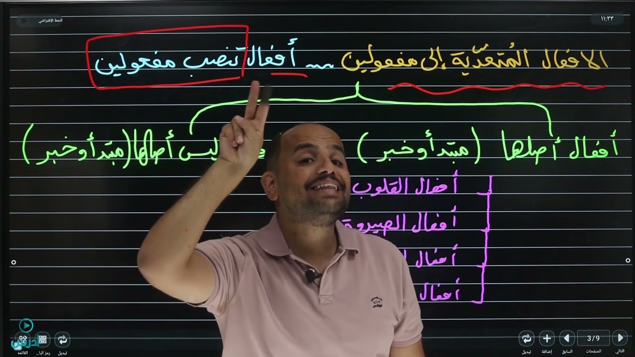 3- اللغة العربية (الأول ثانوي) مشترك الدرس الأول -الجزء الثالث / "الأفعال المتعدية الى مفعولين"