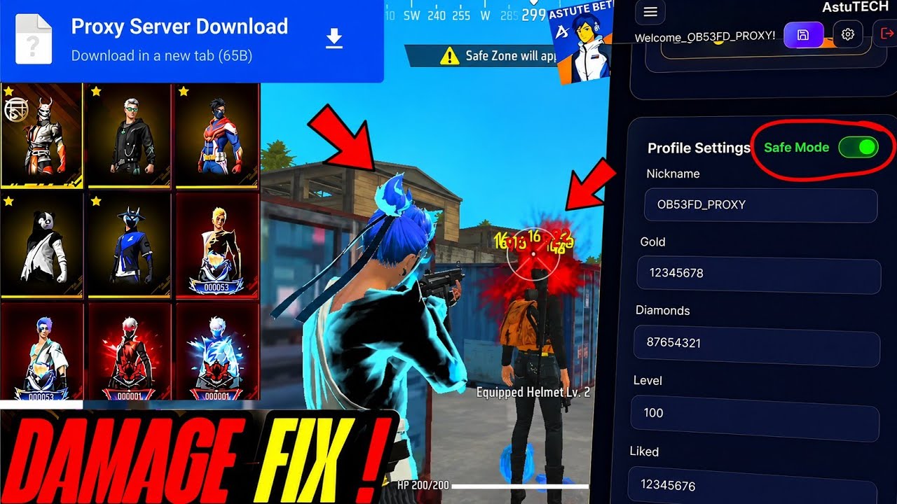 How To Solve All Problems In OB54 Proxy Server! 😲 | Damage Fix, Gifts & ID Safe? 🔥 