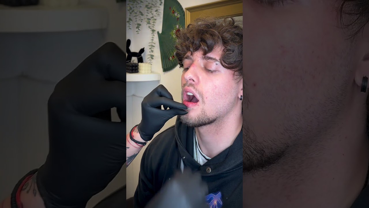 How labret piercing is done #piercing #piercings
