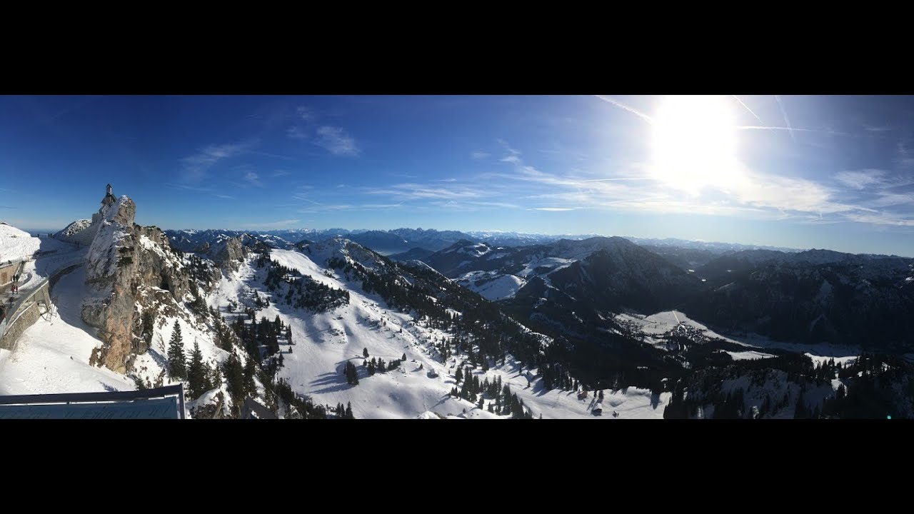 Wendelstein Bayrischzell Seilbahnfahrt zum Gipfel, Rundumblick Aussichtsplattform und Runterfahrt