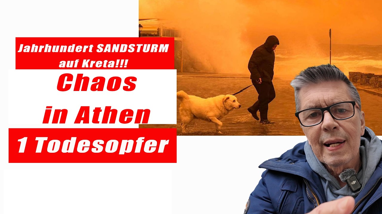 Jahrhundert SANDSTURM auf Kreta!!! &Uuml;berschwemmungen bei Athen, 1 Todesopfer!!!