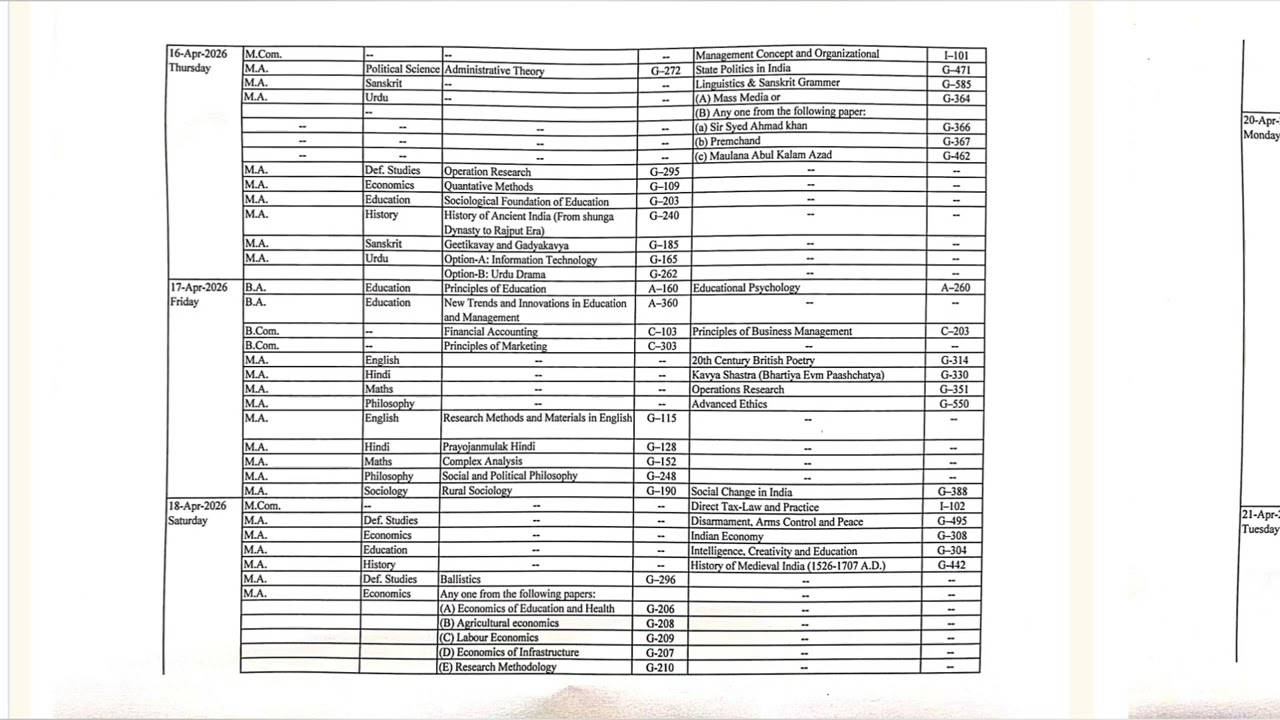CCS University exam date sheet for regular and private #ccsu #ccsulatestupdate #ccsuniversitymeerut