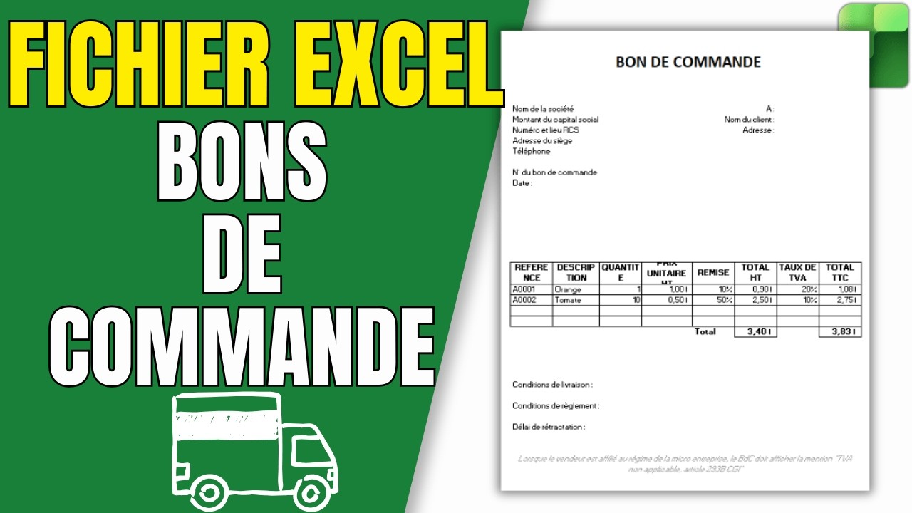 Faire un bon de commande sur Excel
