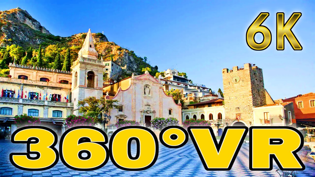 360&deg; VR Taormina Restaurant Walk Tour Old City Sicily Trip Italy Travel 6K 3D Virtual Reality HD 4K