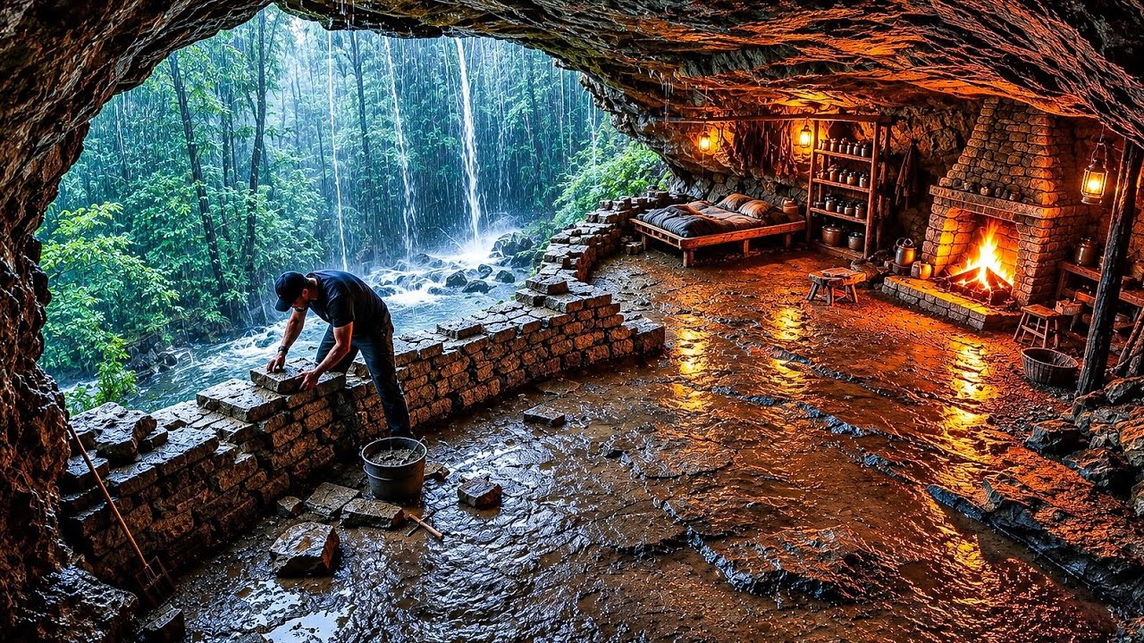 I Built a Hidden Survival Shelter Under a Giant Rock | FULL BUILD