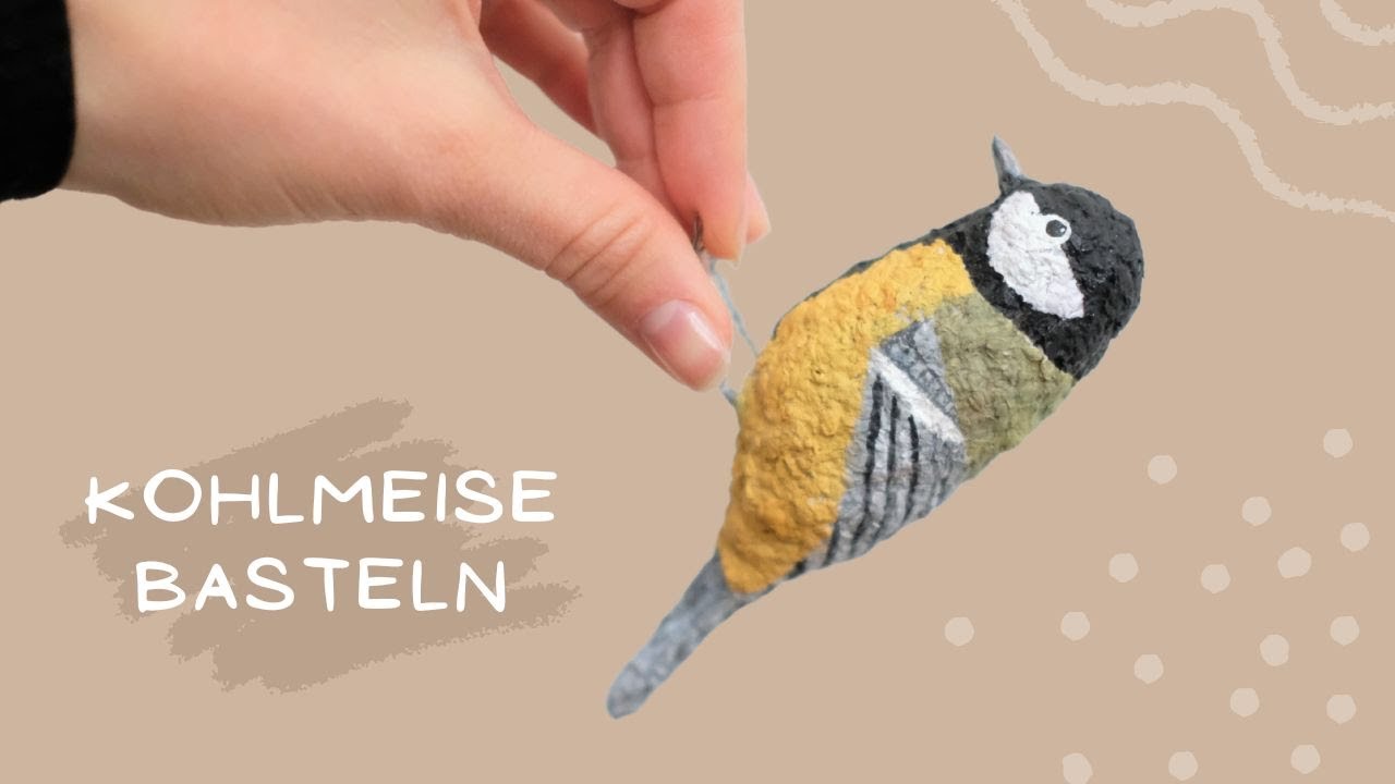 Vogel aus Papier und Pappmaché basteln | Kohlmeise