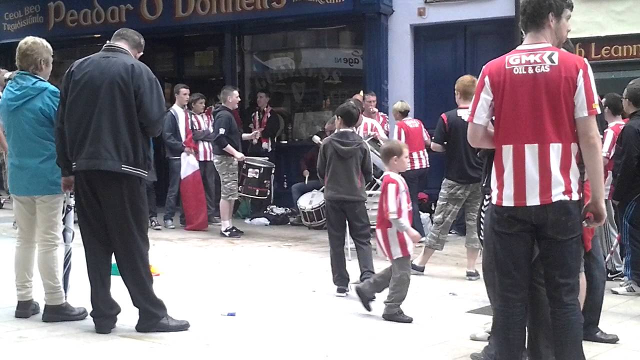 Derry City Fans in Waterloo Street 2nd Leg UEFA Cup July 2013