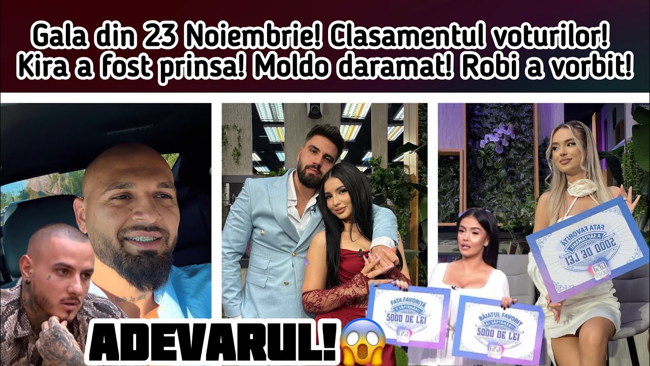 Gala din 23 Noiembrie! Clasamentul voturilor! Kira a fost prinsa! Moldo daramat! Robi a vorbit!