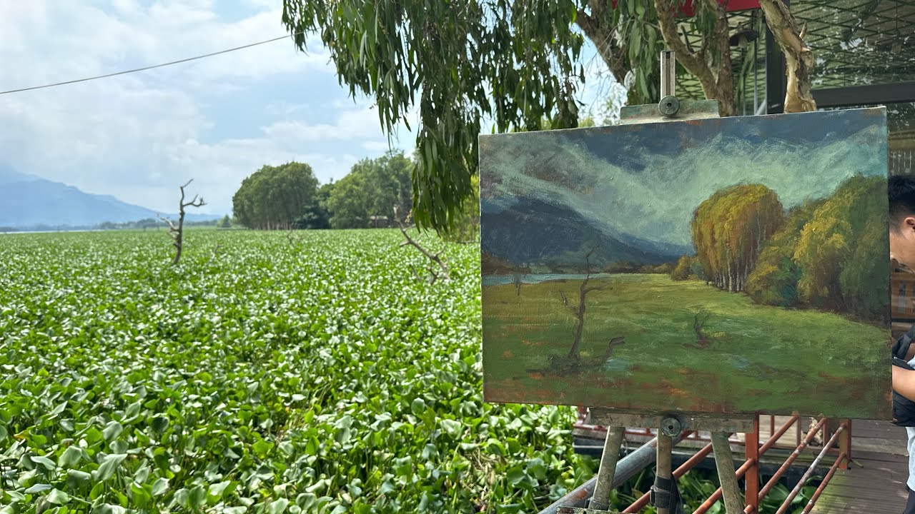 Timelapse plein air painting | Vẽ tranh sơn dầu phong cảnh hồ Suối Hai